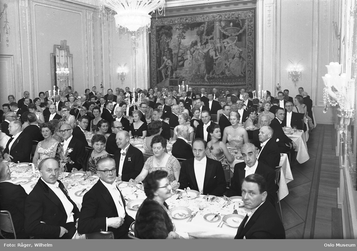 Grand Hotel, interiør, Rokokkosalen, 70-årsdag, langbord ...