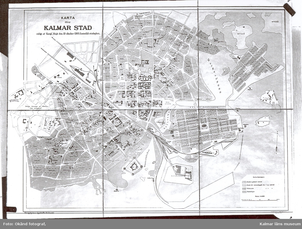 Karta över Kalmar stad år 1906. - Kalmar läns museum / DigitaltMuseum